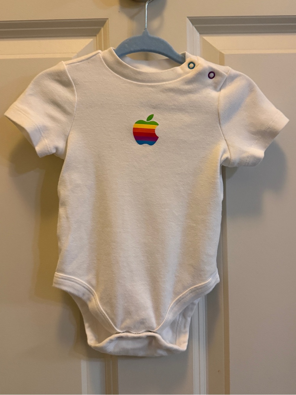 Apple White Baby Bodysuit with Classic Rainbow Logo
